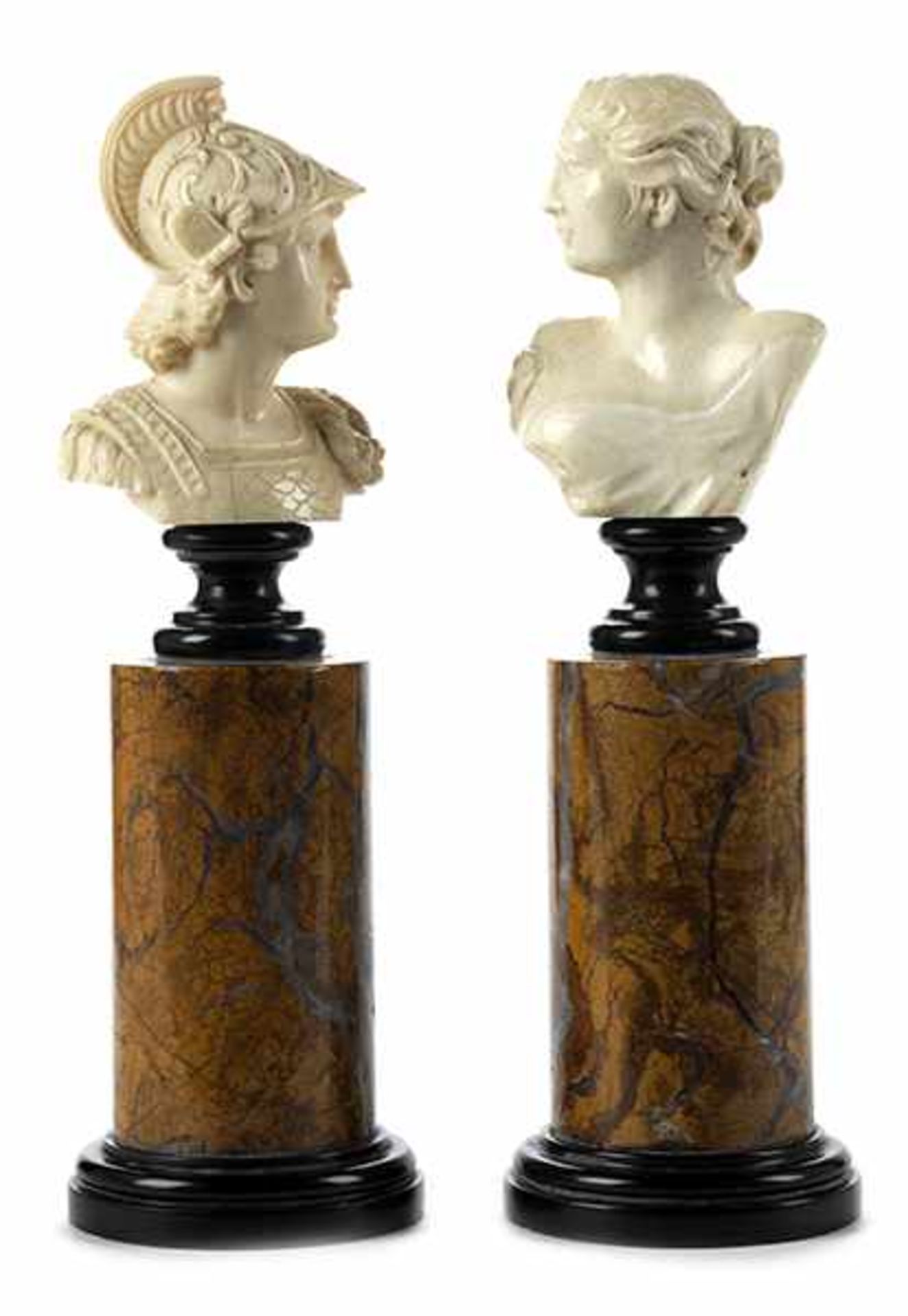 Paar antikisierende Büsten Höhe inkl. Sockel: 16,5 cm. Höhe ohne Sockel: 8,4 cm. Frankreich oder - Bild 2 aus 4
