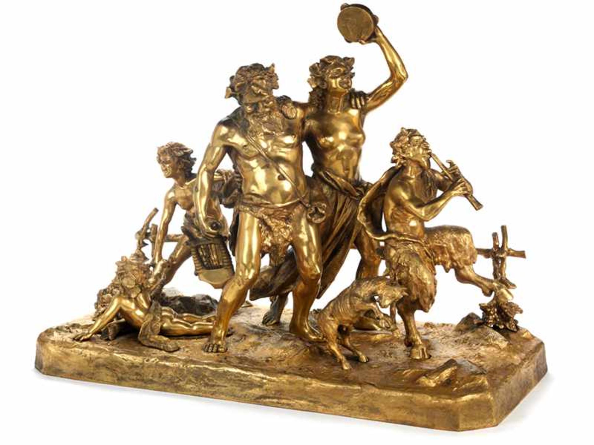 Große Bacchanalgruppe 37,5 x 52 x 25,5 cm. Italien, 19. Jahrhundert. Bronze, gegossen, ziseliert,