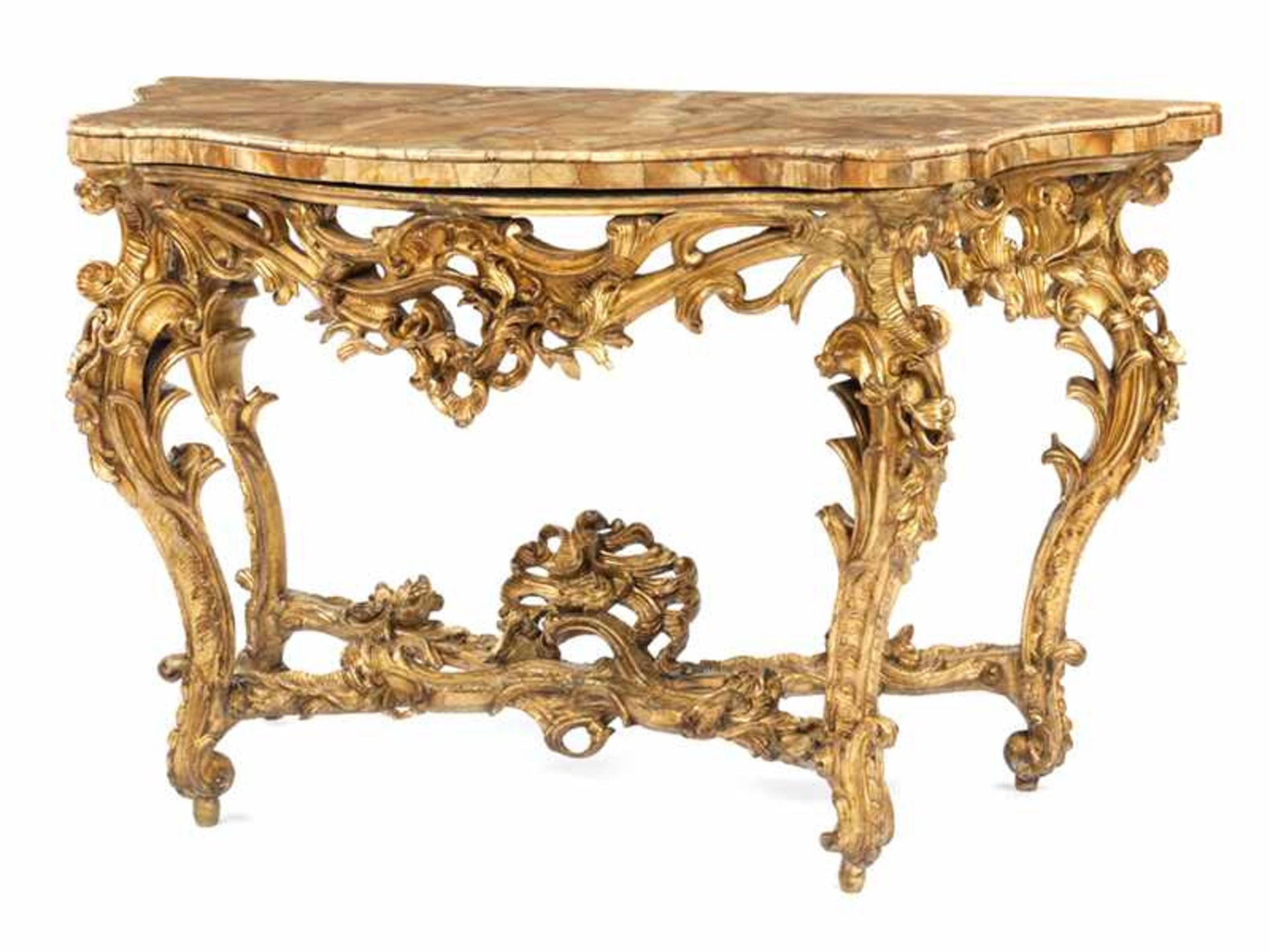 Elaborately decorated Louis XV console table