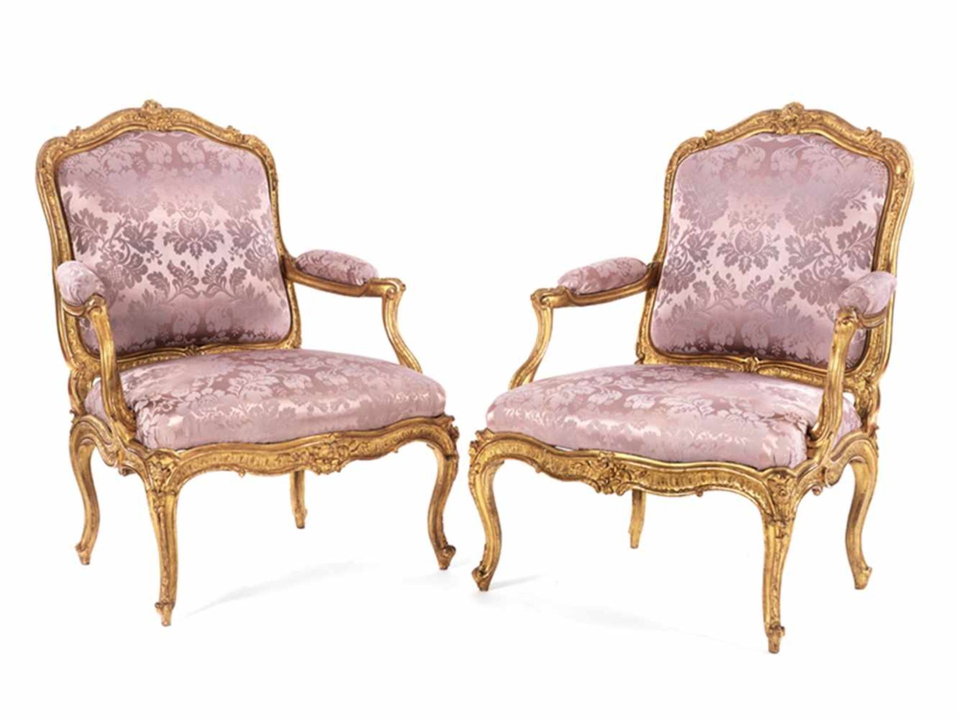 A pair of Louis XV fauteuils à chassis< - Bild 6 aus 6