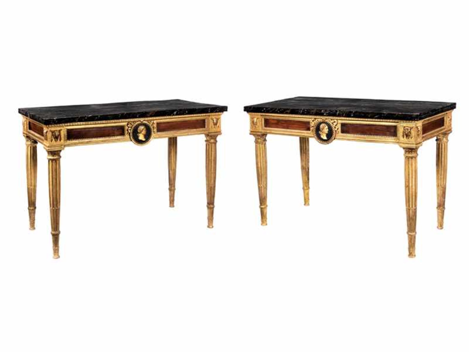 A pair of classical console tables