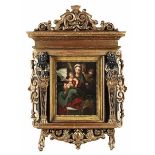 Italienischer Maler des 17. Jahrhunderts MADONNA MIT DEM KIND Öl auf Holz. 39 x 29 cm. In großem