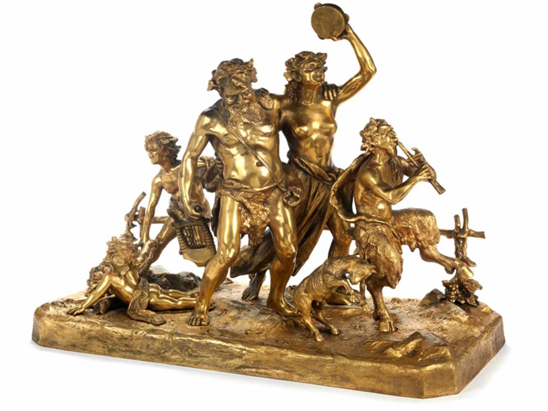 Große Bacchanalgruppe 37,5 x 52 x 25,5 cm. Italien, 19. Jahrhundert. Bronze, gegossen, ziseliert, - Bild 5 aus 5