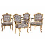 Four important Louis XV fauteuils en cabriolet