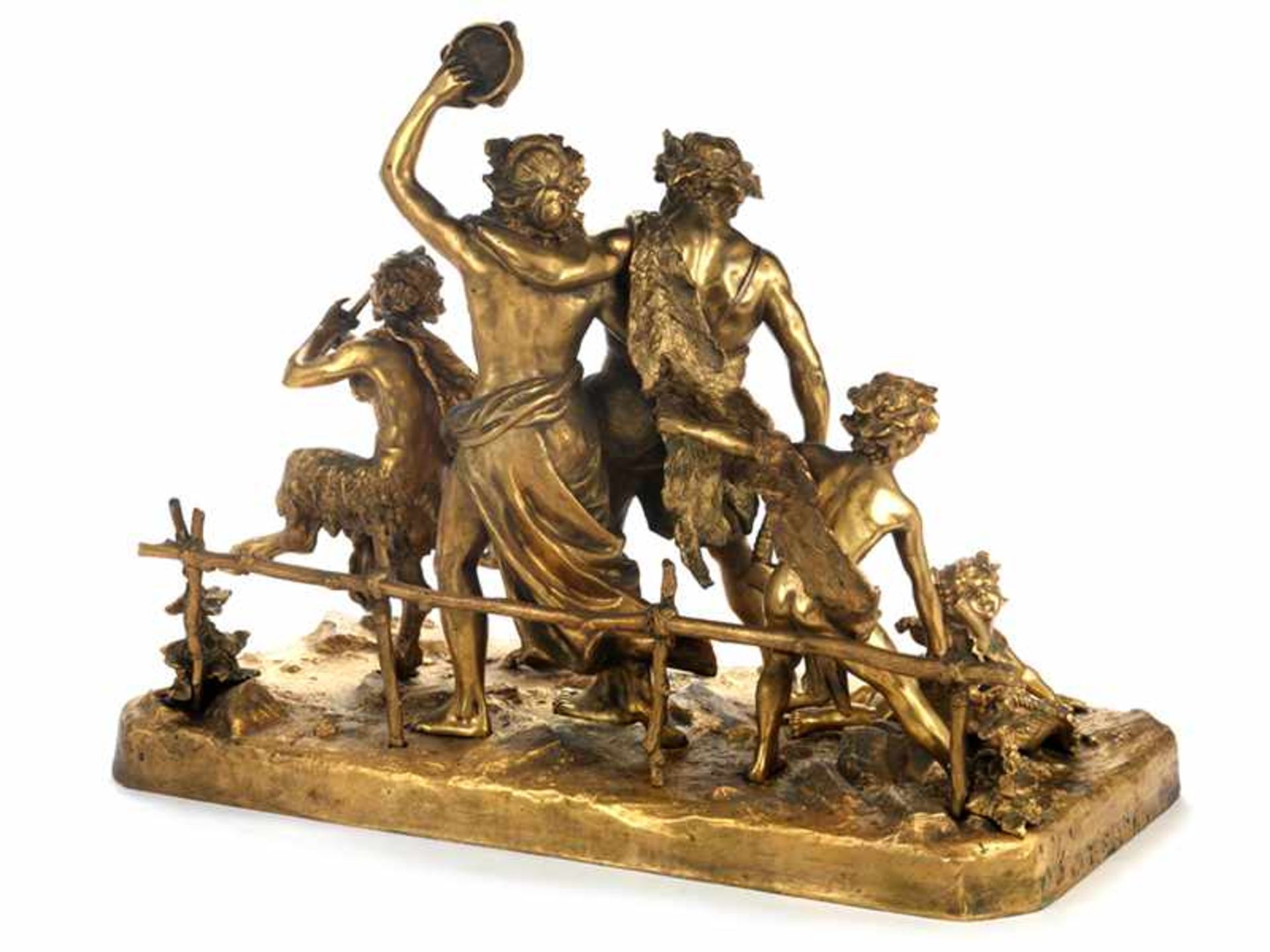 Große Bacchanalgruppe 37,5 x 52 x 25,5 cm. Italien, 19. Jahrhundert. Bronze, gegossen, ziseliert, - Bild 4 aus 5