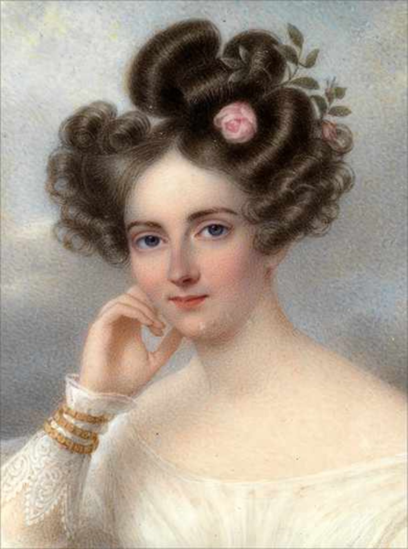 Rodolphe Bell, gest. 1849 PORTRAITPAAR Gouache auf Elfenbein. Rahmengröße maximal: 18,6 x 16,5 cm. - Bild 3 aus 4