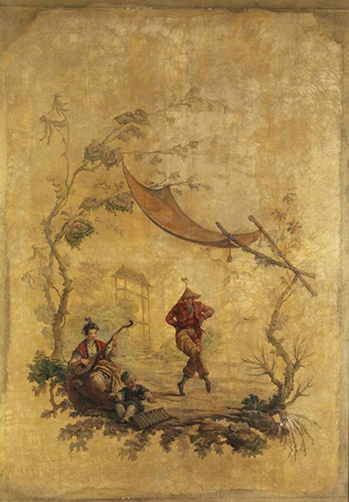 Jean-Baptiste Pillement, 1728 Lyon "" 1808 Ebenda, zug. CHINOISERIE MIT MUSIZIERENDEN Öl auf - Bild 5 aus 5