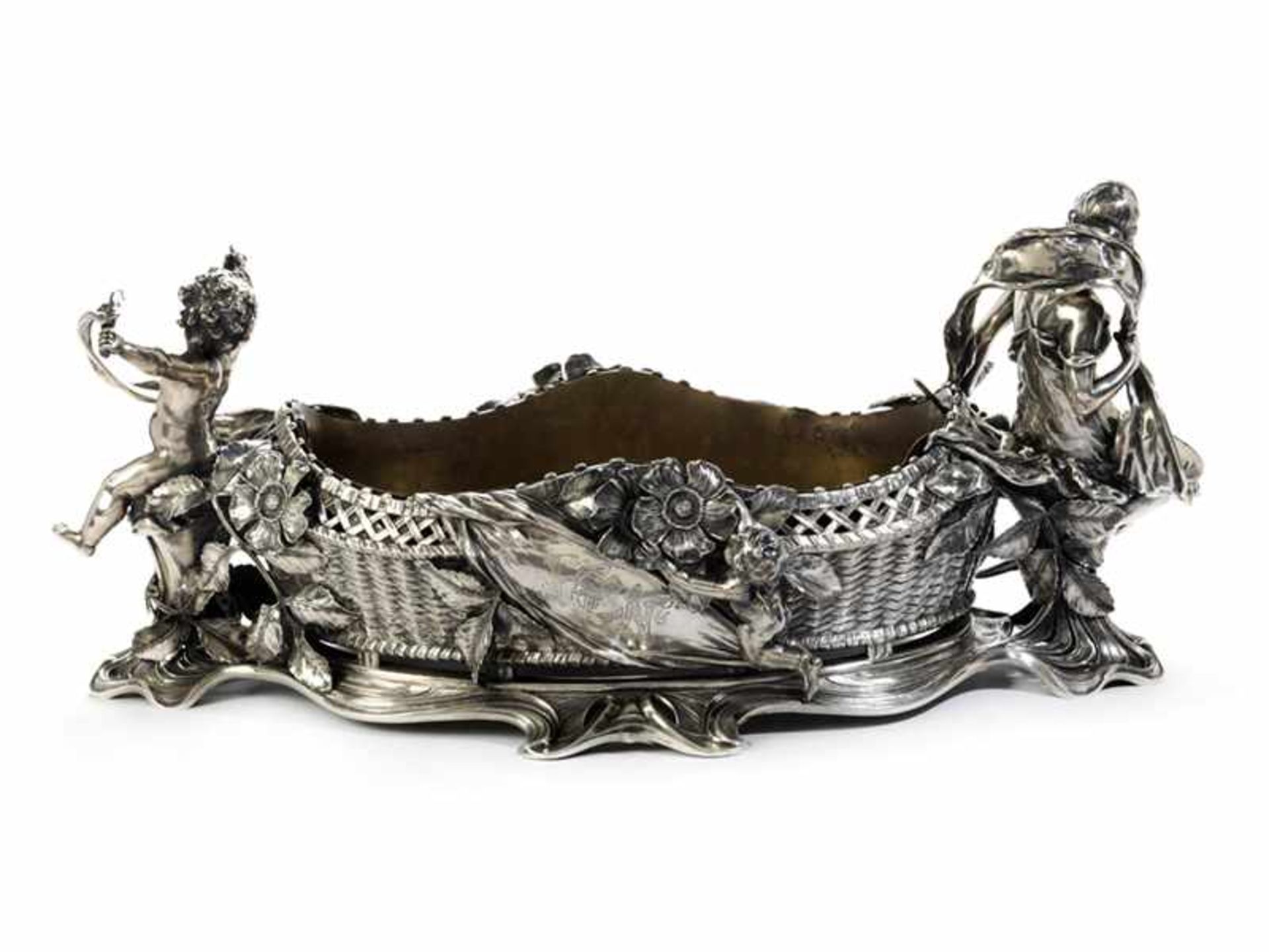 Magnificent silver centrepiece basket with figures - Bild 3 aus 7