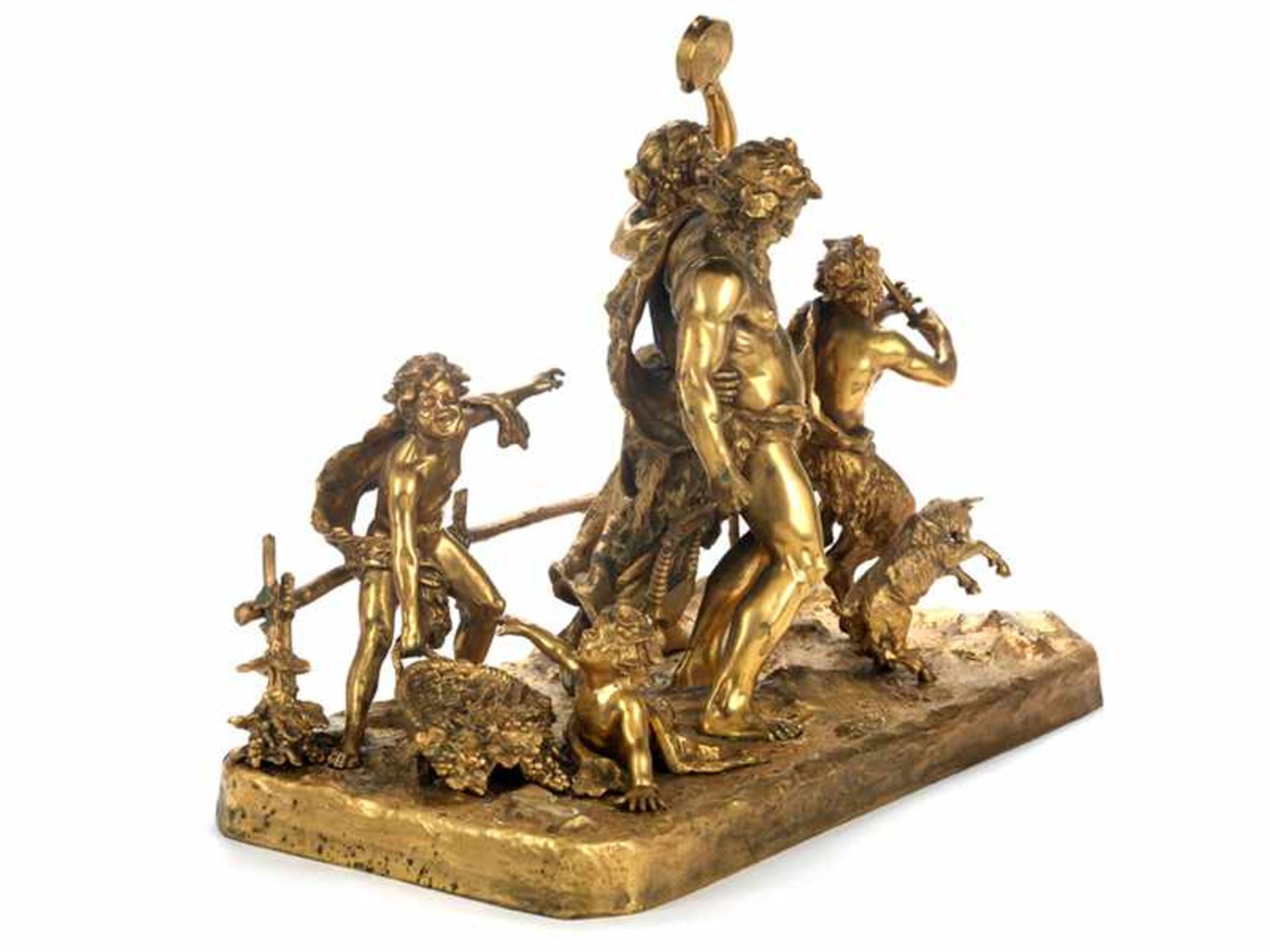 Große Bacchanalgruppe 37,5 x 52 x 25,5 cm. Italien, 19. Jahrhundert. Bronze, gegossen, ziseliert, - Bild 3 aus 5