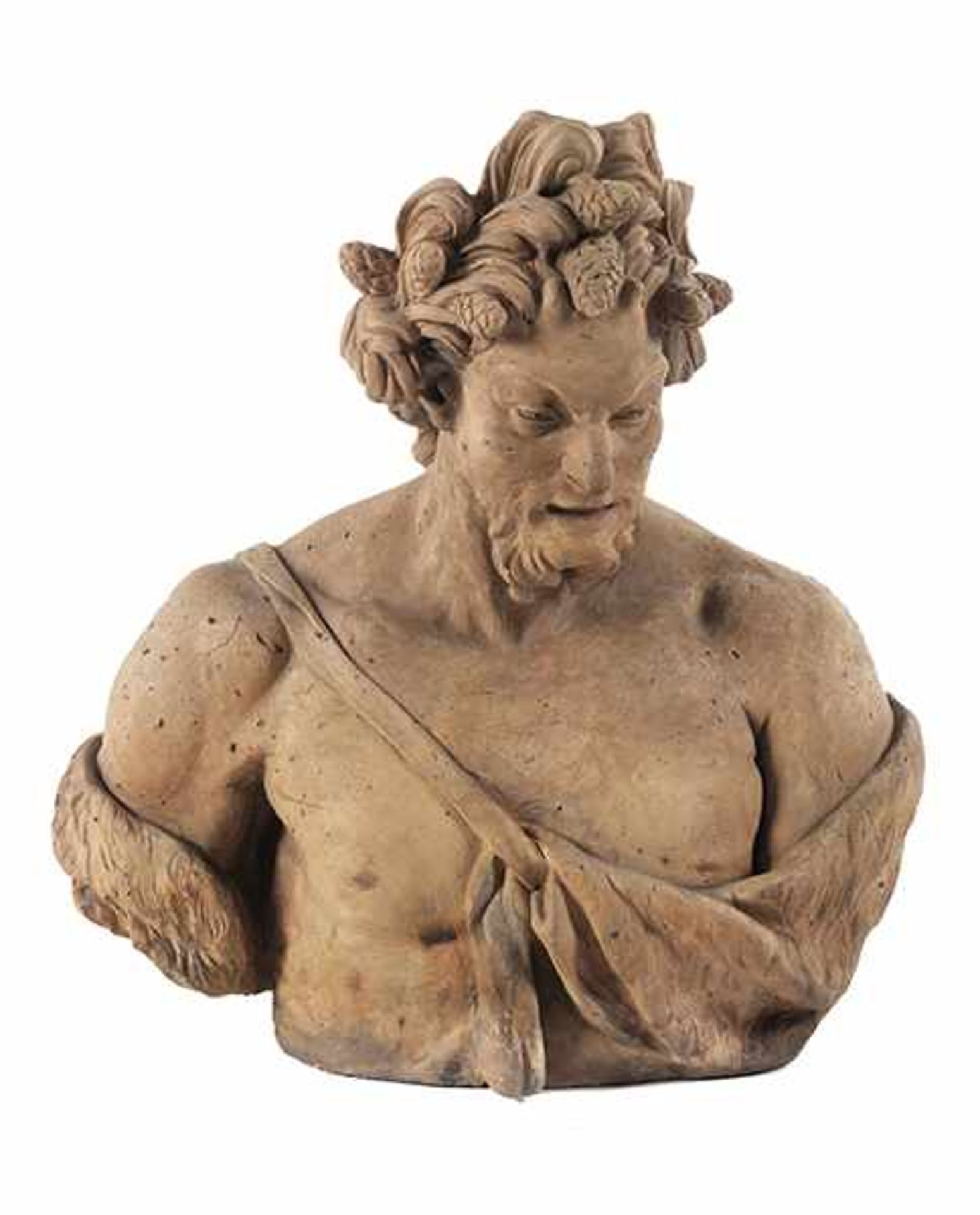 Terracotta bust of a faun