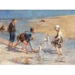 Bernardus Johannes Blommers, 1845 "" 1914, Kreis des SPIELENDE KINDER AM STRAND Öl auf Leinwand.