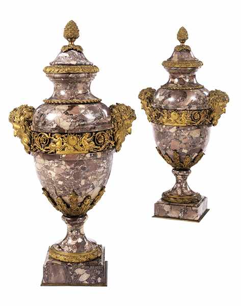 A pair of impressive lidded vases