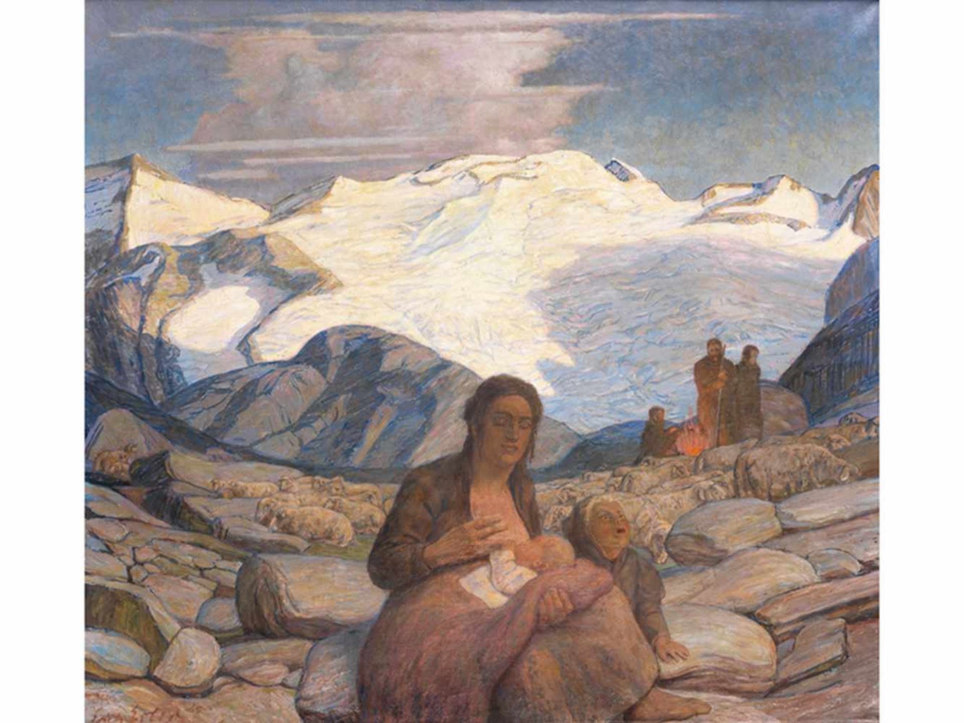 Erich Erler-Samedan, 1870 "" 1946 URWELT, 1921 Öl auf Leinwand. 112 x 120 cm. Links unten - Bild 6 aus 6