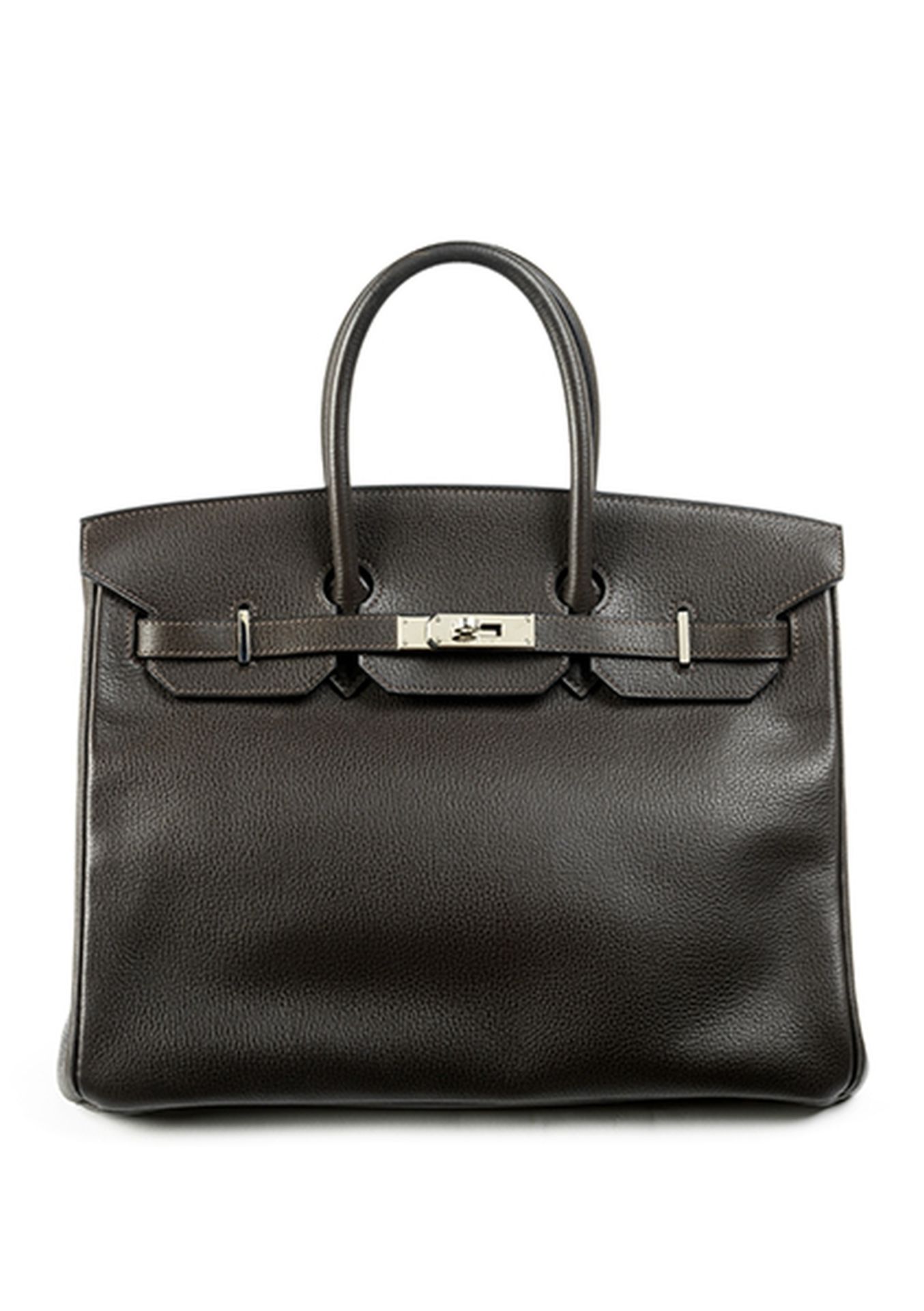 Hermès Birkin-Bag, 28 cm "Dunkelbraun" Ca. 28 x 34 x 18 cm. Oberhalb des Schlosses gestemptelt " - Bild 10 aus 10