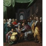 Flämische Schule des 16. JahrhundertsDie Beschneidung Christi Öl auf Leinwand. Doubliert. 119 x