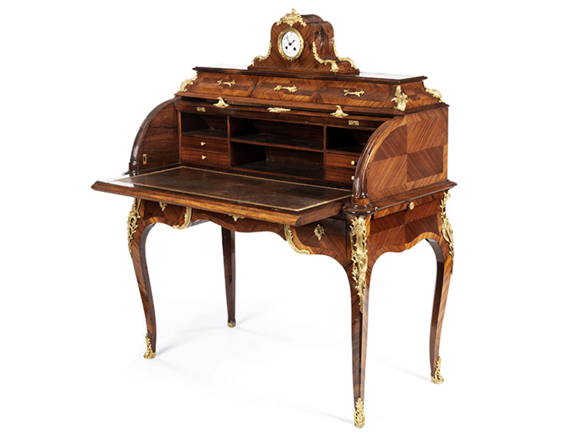 Zylinderbüro im Louis XV-Stil Höhe: 129 cm. Breite: 110 cm. Tiefe: 56 cm. Frankreich. - Bild 2 aus 9