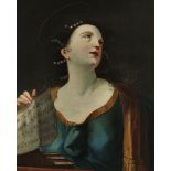 Italienischer Maler des 17. Jahrhunderts DIE HEILIGE CÄCILIA Öl auf Leinwand. Doubliert. 63 x 52 cm.