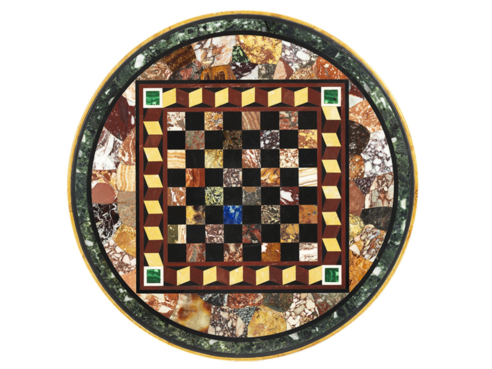 Pietra dura-Spieltisch Höhe: 71,5 cm. Durchmesser: 58 cm. Italien, 19. Jahrhundert. Auf drei - Bild 4 aus 13