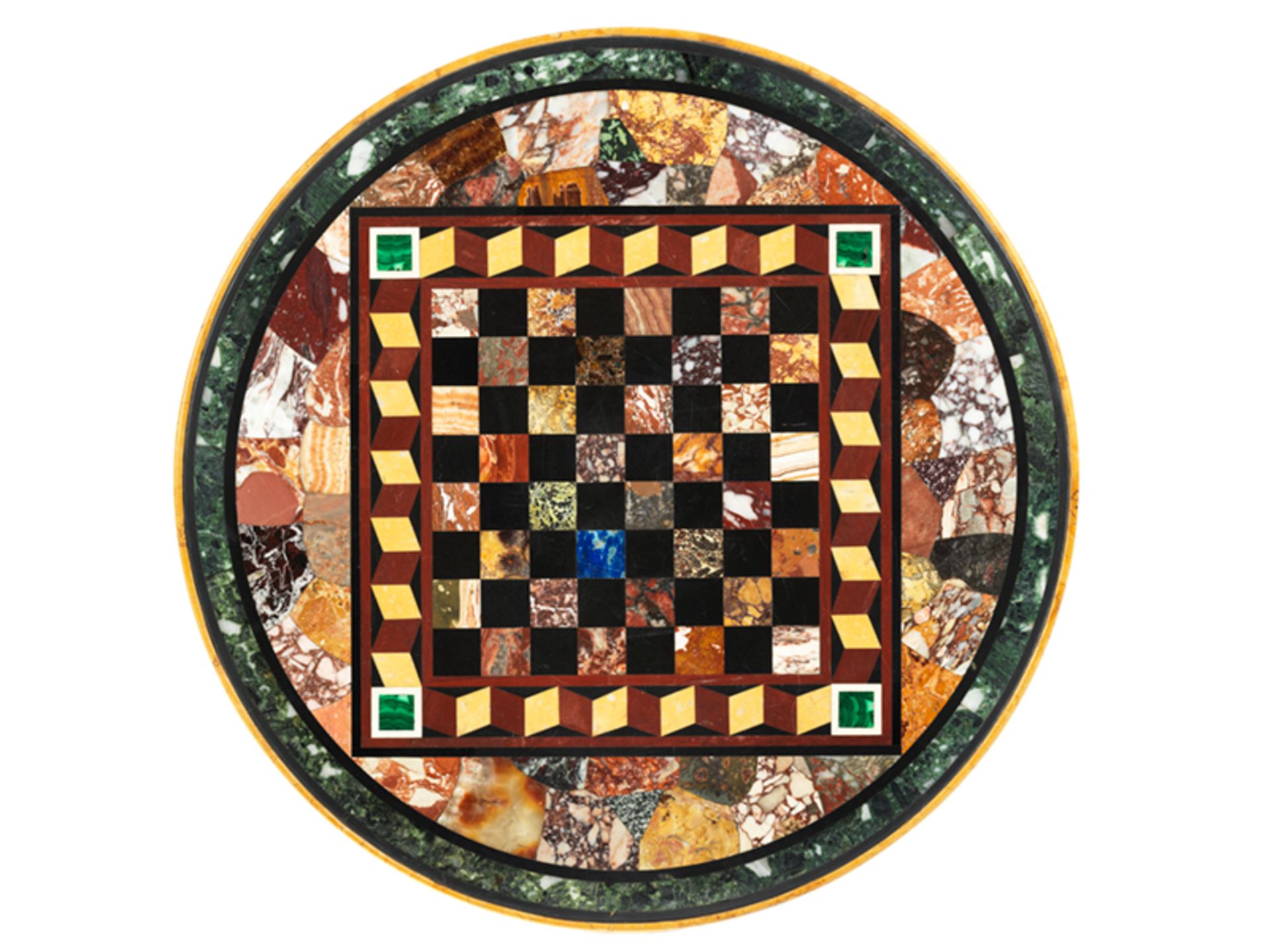 Pietra dura-Spieltisch Höhe: 71,5 cm. Durchmesser: 58 cm. Italien, 19. Jahrhundert. Auf drei - Bild 7 aus 13
