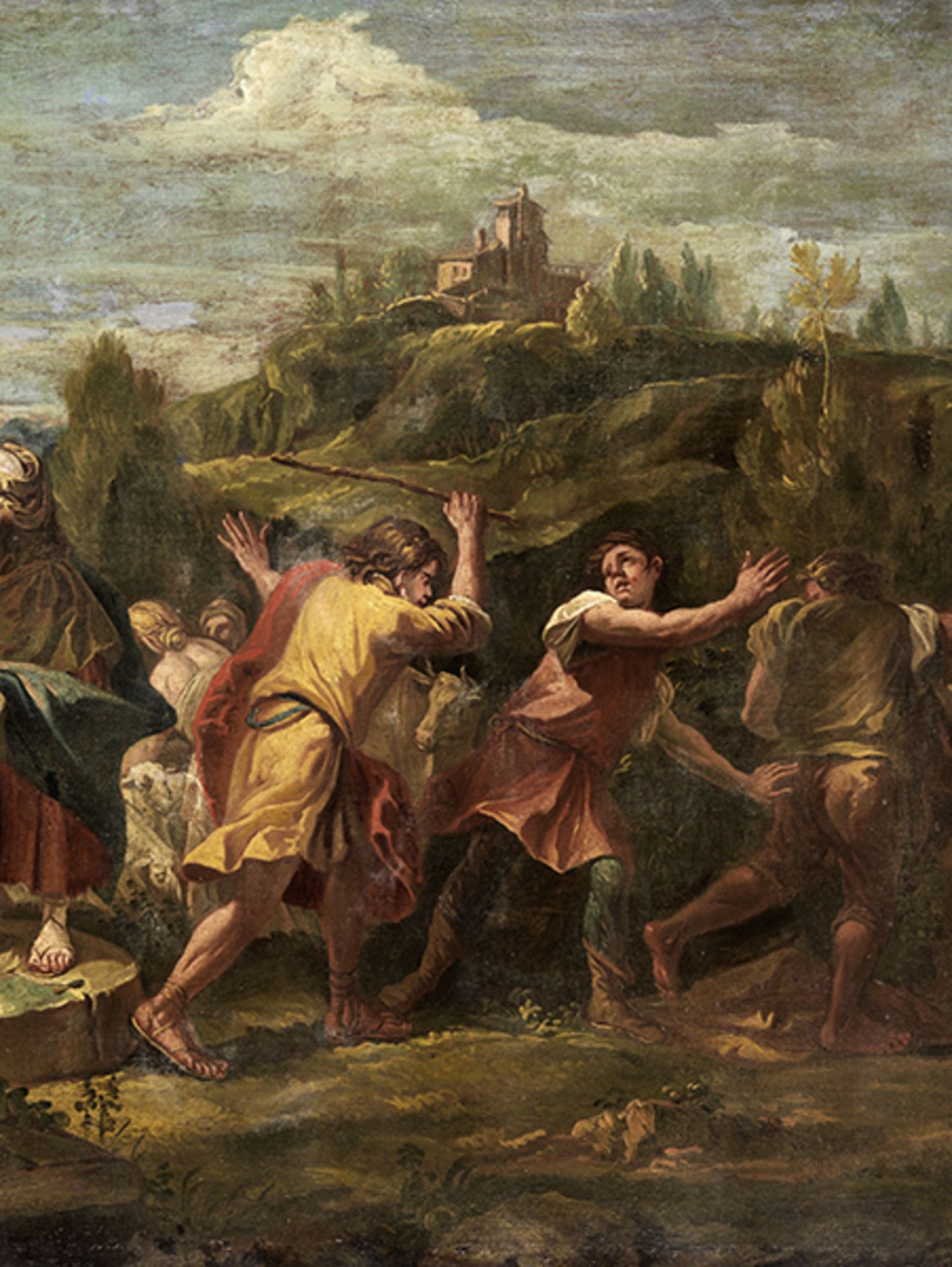 Gaspare Diziani, 1689 Belluno "" 1767 Venedig, zug. MOSES UND DIE TÖCHTER JETHROS Öl auf Leinwand. - Bild 2 aus 5