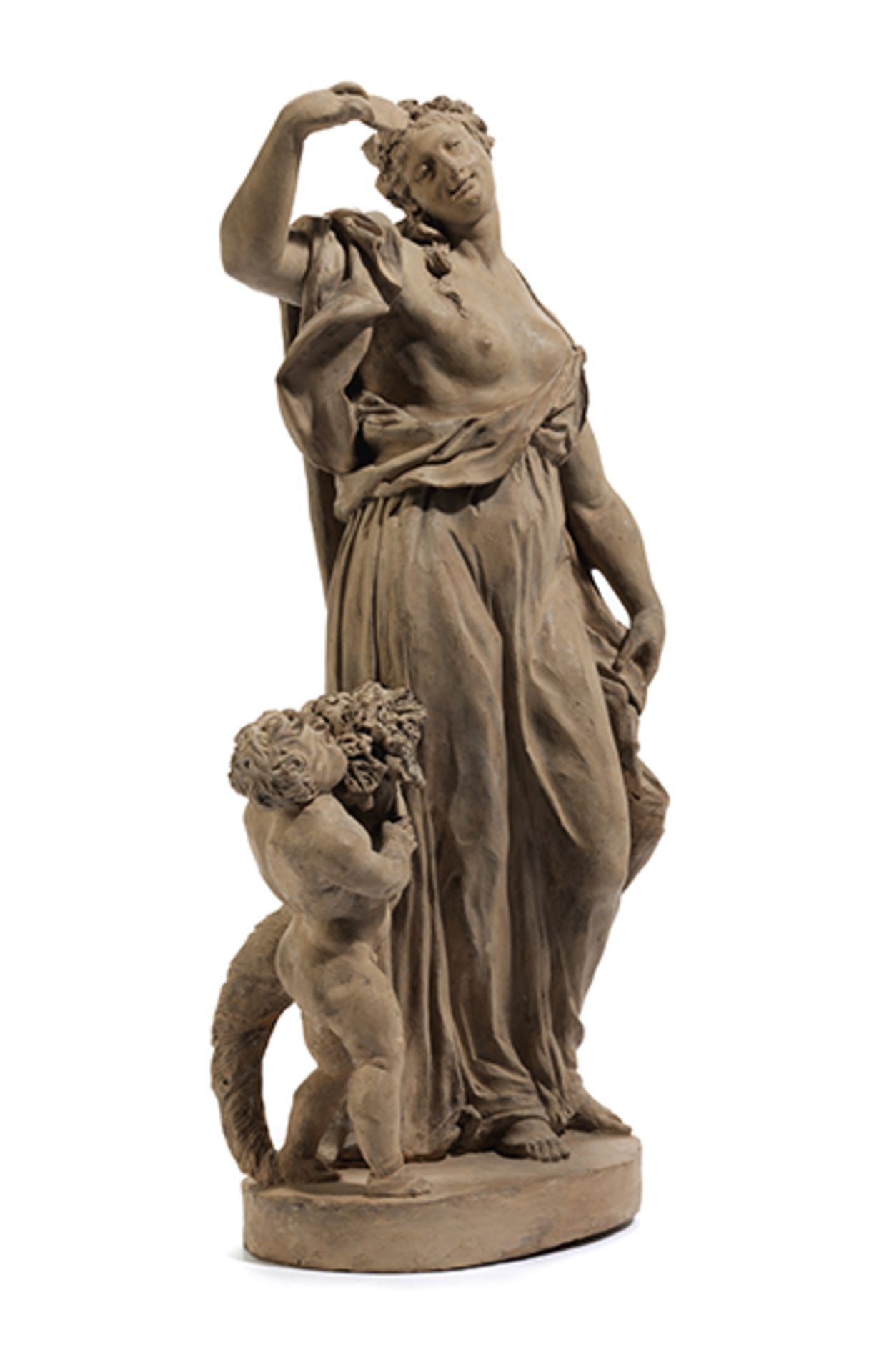 Terrakotta-Figurengruppe "Allegorie der Schönheit und des Glückes" Höhe: 41 cm. Zweite Hälfte 18.