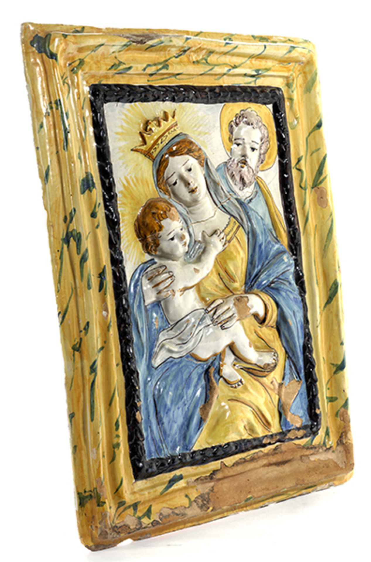 Majolika-Relief 48,5 x 39,5 cm. Wohl Castelli, 18./ 19. Jahrhundert. Terrakotta polychrom glasiert - Bild 2 aus 4