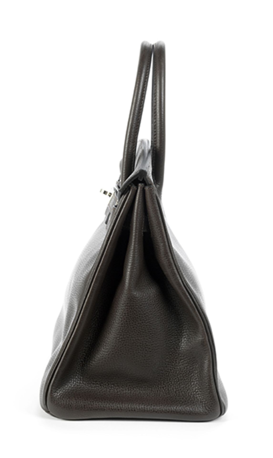 Hermès Birkin-Bag, 28 cm "Dunkelbraun" Ca. 28 x 34 x 18 cm. Oberhalb des Schlosses gestemptelt " - Bild 3 aus 10