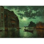 Antoine Bouvard, 1870 "" 1955/56 BLICK AUF VENEDIG IM MONDENSCHEIN Öl auf Leinwand. Links unten