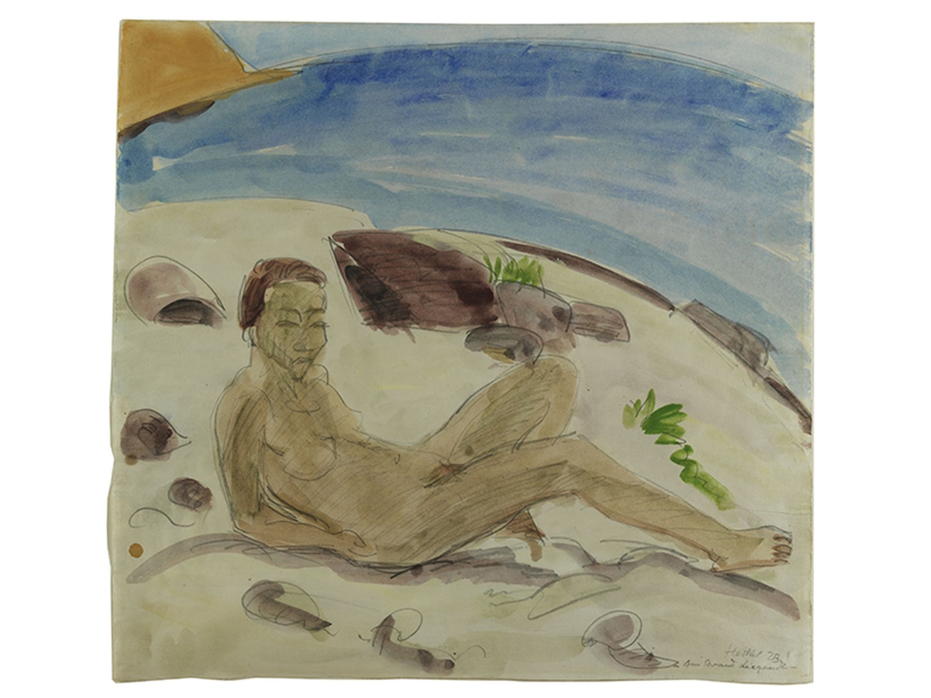 Erich Heckel, 1883 Döbeln "" 1970 Radolfzell AM STRAND LIEGENDE Aquarell und Bleistift auf Bütten. - Bild 4 aus 4