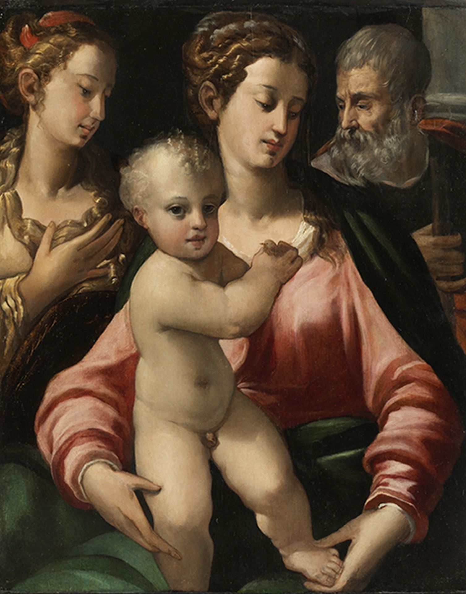 Girolamo Mazzola Bedoli, um 1500 "" 1569, zug. DIE HEILIGE FAMILIE MIT DER HEILIGEN KATHARINA Öl auf - Bild 6 aus 6