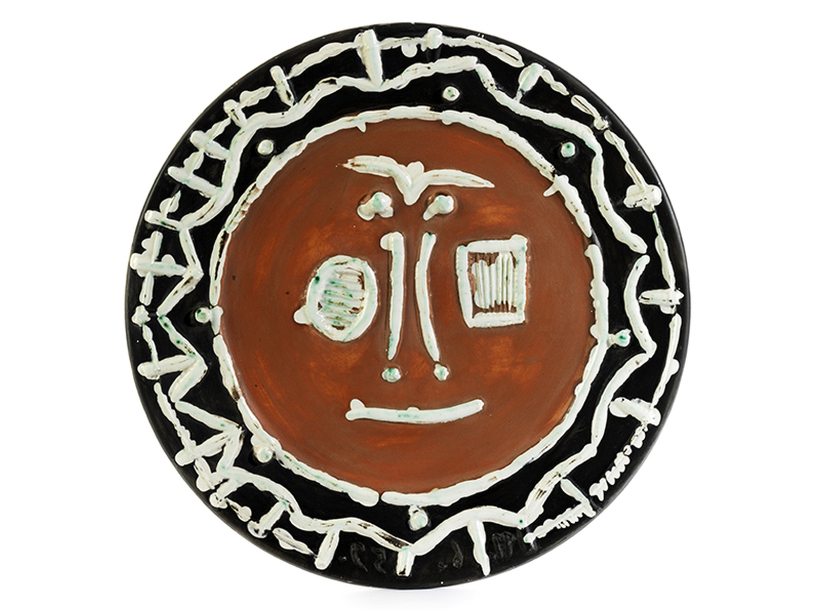 Pablo Picasso, 1881 Málaga "" 1973 Mougins KERAMIKPLATTE MIT ABSTRAHIERTEM GESICHT Keramik. - Image 5 of 5