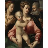 Girolamo Mazzola Bedoli, um 1500 "" 1569, zug. DIE HEILIGE FAMILIE MIT DER HEILIGEN KATHARINA Öl auf