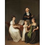 Klassizistischer Maler des beginnenden 19. Jahrhunderts MUSIZIERENDE FAMILIE Öl auf Leinwand. 81 x