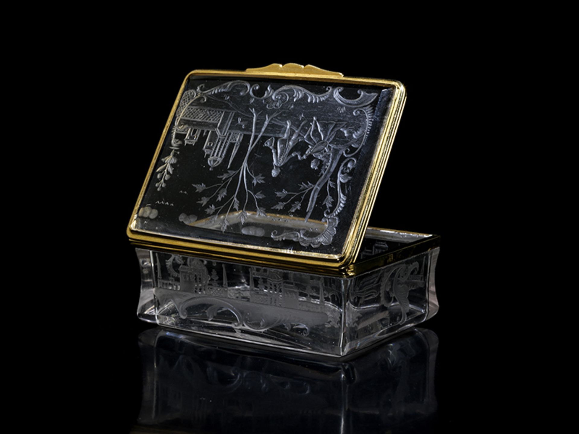 Barocke Bergkristalldose 3,3 x 8,3 x 6,2 cm. Gewicht: 160 g. Deutschland, um 1735/40. - Bild 2 aus 4