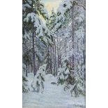 Boris Bessonof, 1862 "" 1934 WINTERLANDSCHAFT Öl auf Leinwand. 52,5 x 33 cm. Rechts unten