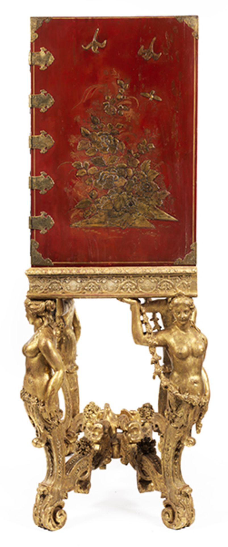 William III-LackKabinett Maße inkl. Stand: 164 x 98 x 76 cm. Altes Etikett mit Monogramm "CES" und - Bild 10 aus 19