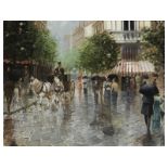 Fernand Toussaint, 1873 Brüssel "" 1955/56 STRASSENANSICHT IN PARIS Öl auf Holz. 40 x 50 cm.