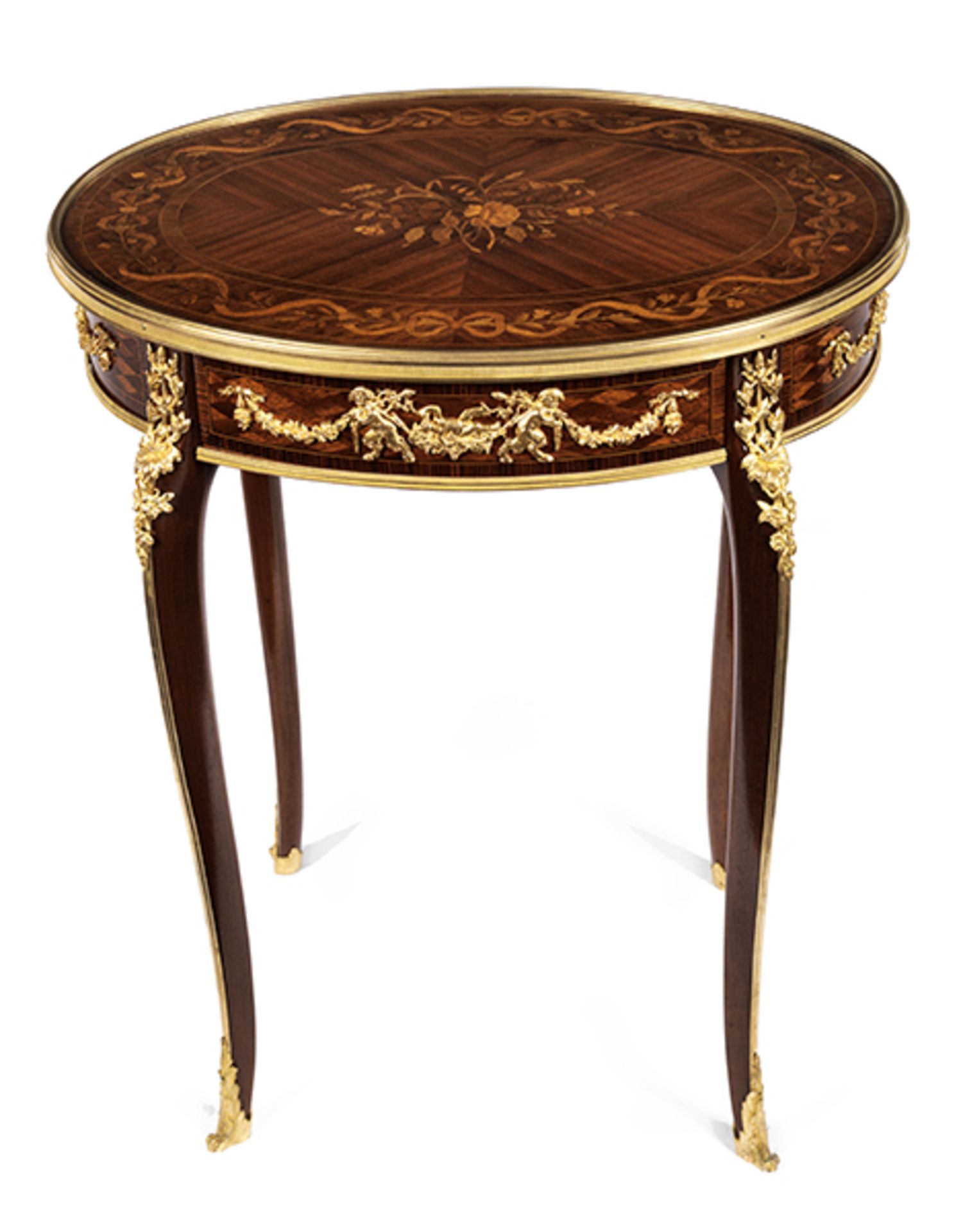 Tisch im Louis XV-Stil Höhe: 70 cm. Breite: 61,5 cm. Tiefe: 46,5 cm. Durch Gravur auf Messingreif - Bild 3 aus 6