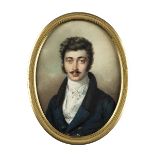 Miniatur eines jungen Mannes 15 x 11 cm. Signiert und datiert "F. Lieder 1819" (Johan Gottlieb