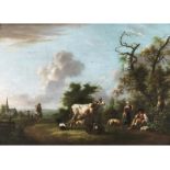 Loutherbourg d.J., zug., Philipp Jakob de1740 - 1812 Weite Landschaft mit Hirten und Rindern Öl