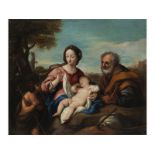 Carlo Maratta, 1625 - 1713, nach DIE HEILIGE FAMILIE MIT SCHLAFENDEM JESUSKIND Öl auf