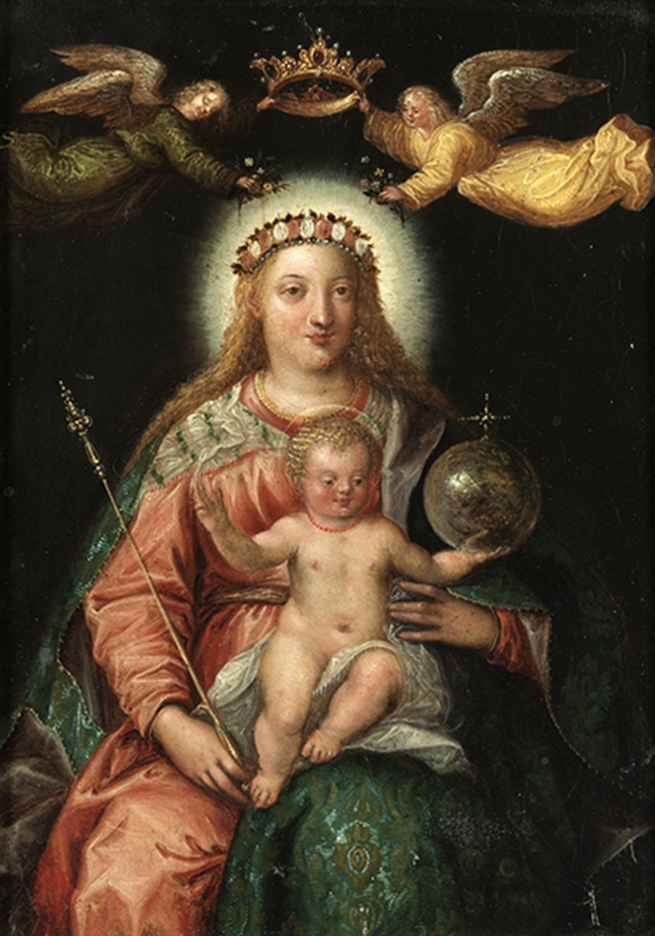 Deutscher Maler des 16. Jahrhunderts DIE KRÖNUNG MARIENS Öl auf Kupferplatte. 16,7 x 12,2 cm. Die - Bild 5 aus 5