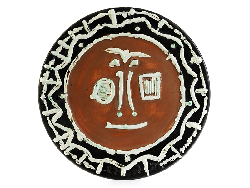Pablo Picasso, 1881 Málaga "" 1973 Mougins KERAMIKPLATTE MIT ABSTRAHIERTEM GESICHT Keramik.
