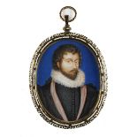 Miniatur mit Robert Dudley, Earl of Leicester 8,5 x 7 cm. England, 19. Jahrhundert. Robert Dudley,