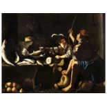 Neapolitanischer Caravaggist des 17. Jahrhunderts MARITIMES STILLLEBEN MIT FIGUREN Öl auf
