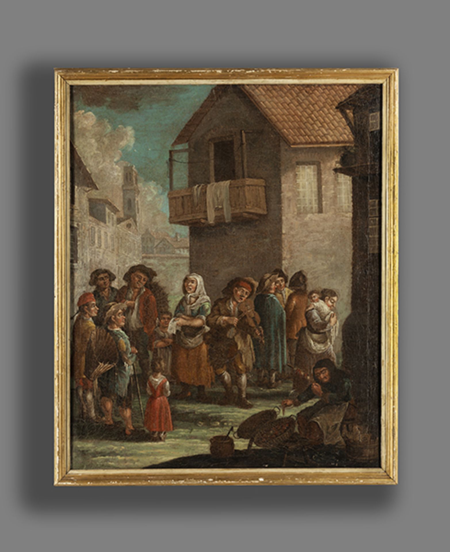 Maler des ausgehenden 17./ beginnenden 18. Jahrhunderts GESCHICHTENERZÄHLER IN EINER STADT Öl auf - Bild 2 aus 4