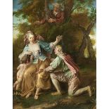Massé, zug., Samuel1672 Tours - 1753 Paris Galante Szene mit jungem Paar Öl auf Leinwand. 79 x