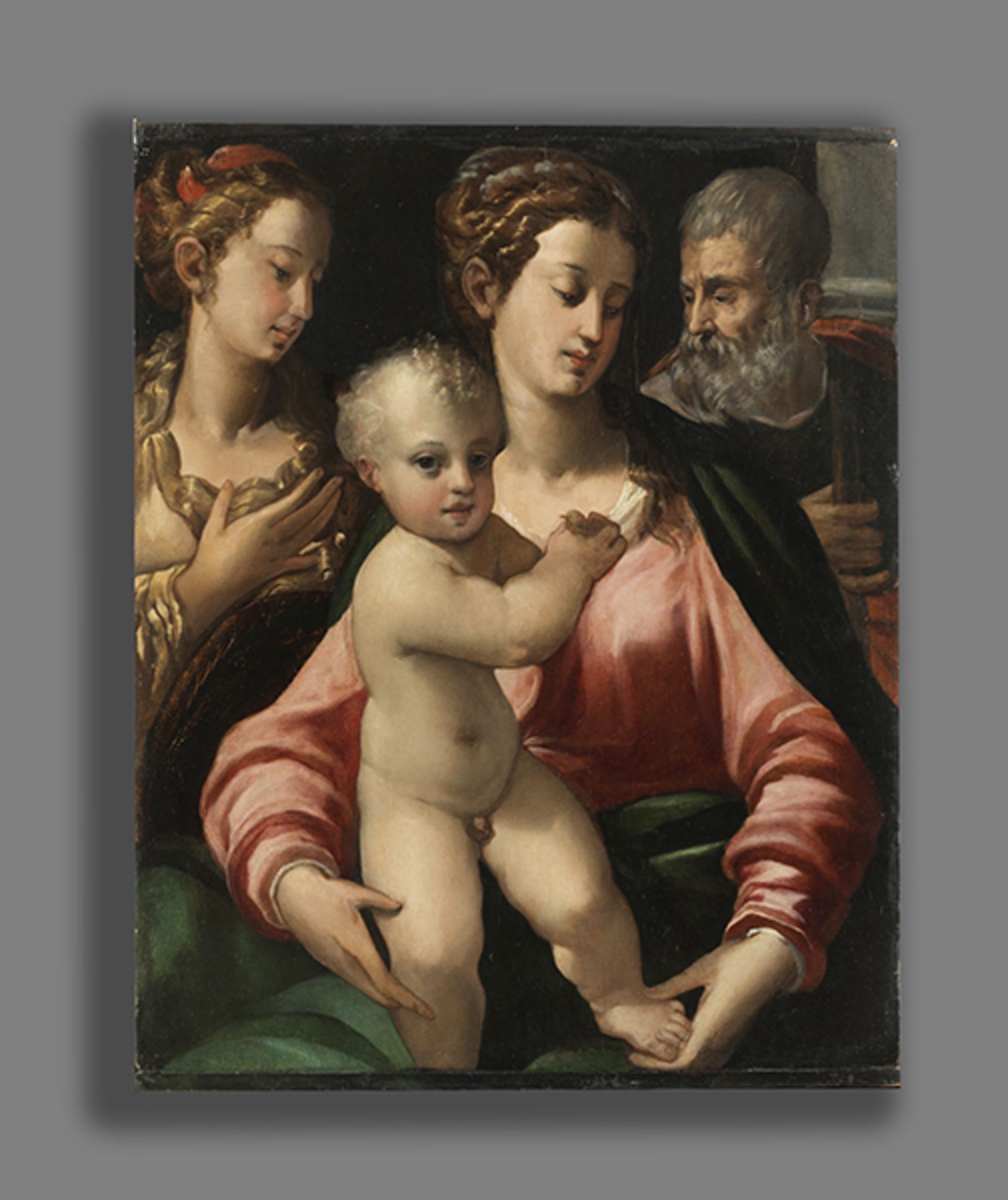 Girolamo Mazzola Bedoli, um 1500 "" 1569, zug. DIE HEILIGE FAMILIE MIT DER HEILIGEN KATHARINA Öl auf - Bild 4 aus 6