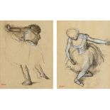 Edgar Degas, 1834 Paris "" 1917 ebenda DANSEUSE VUE DE DOS sowie DANSEUSE SALLIANT Kohle und Gouache