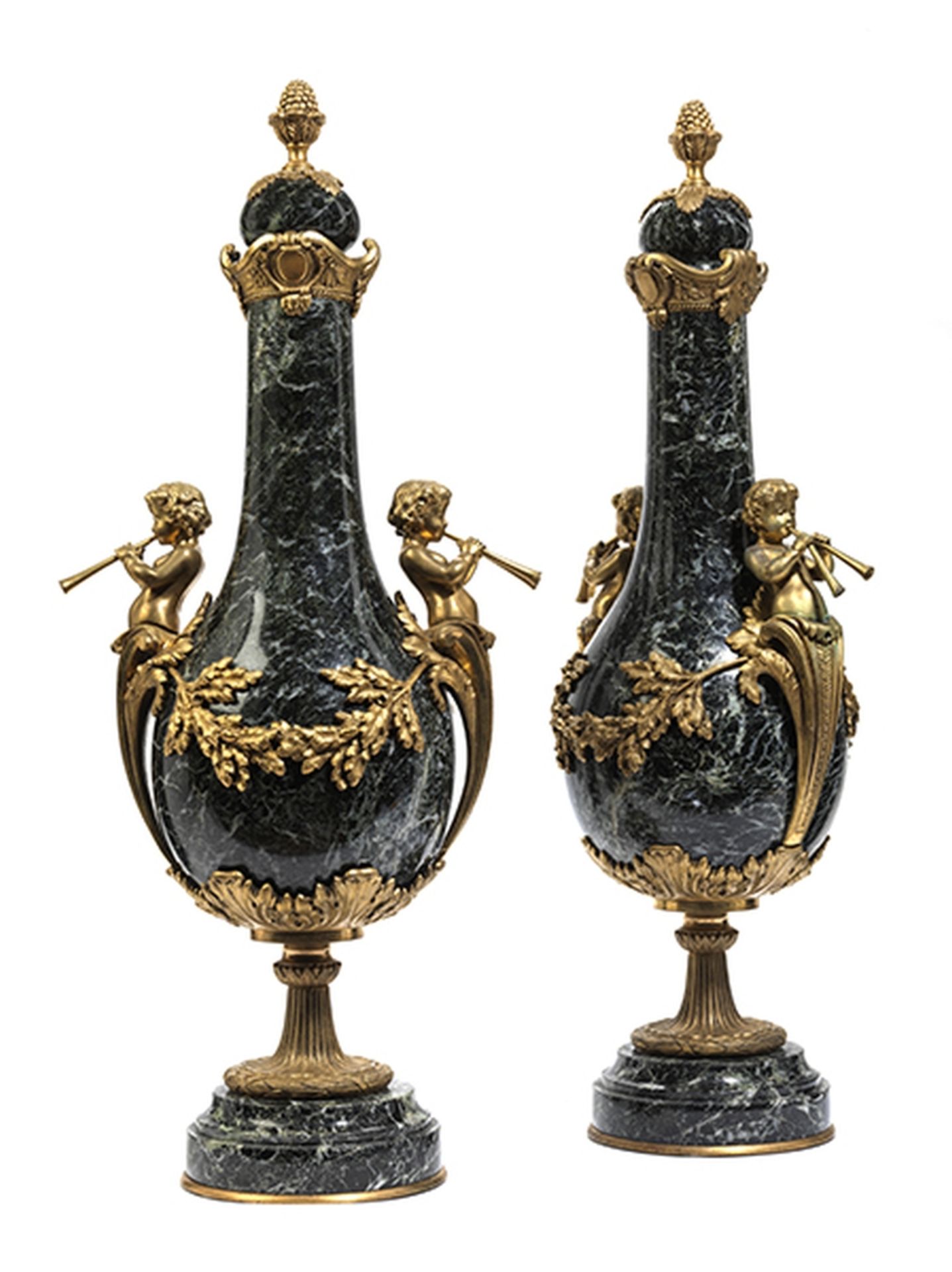 Paar grosse Cassolette-Vasen Höhe: 59 cm. Sockel Durchmesser: je 14,5 cm. Frankreich, Ende 19. - Bild 4 aus 4